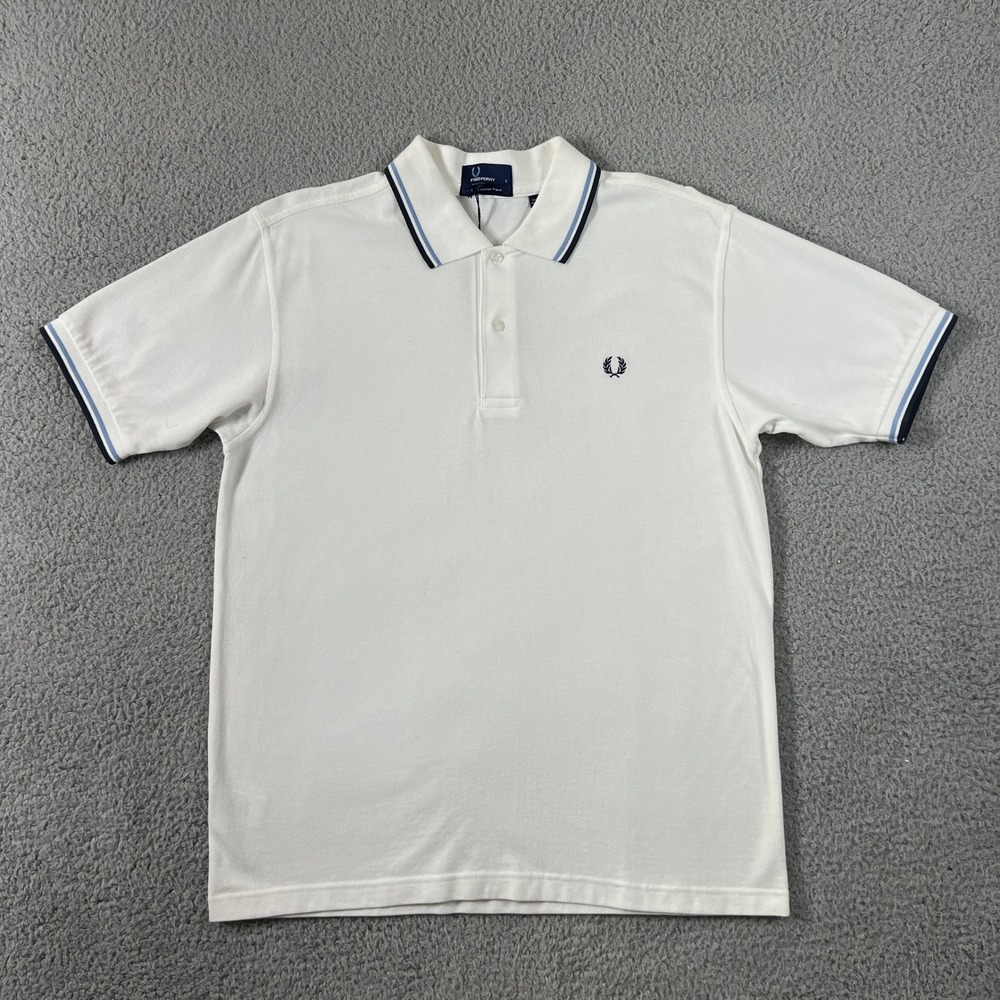 Fred Perry Polo Shirt Mens Large White Twin Tipped Cotton Pique VTG NWT